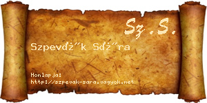 Szpevák Sára névjegykártya